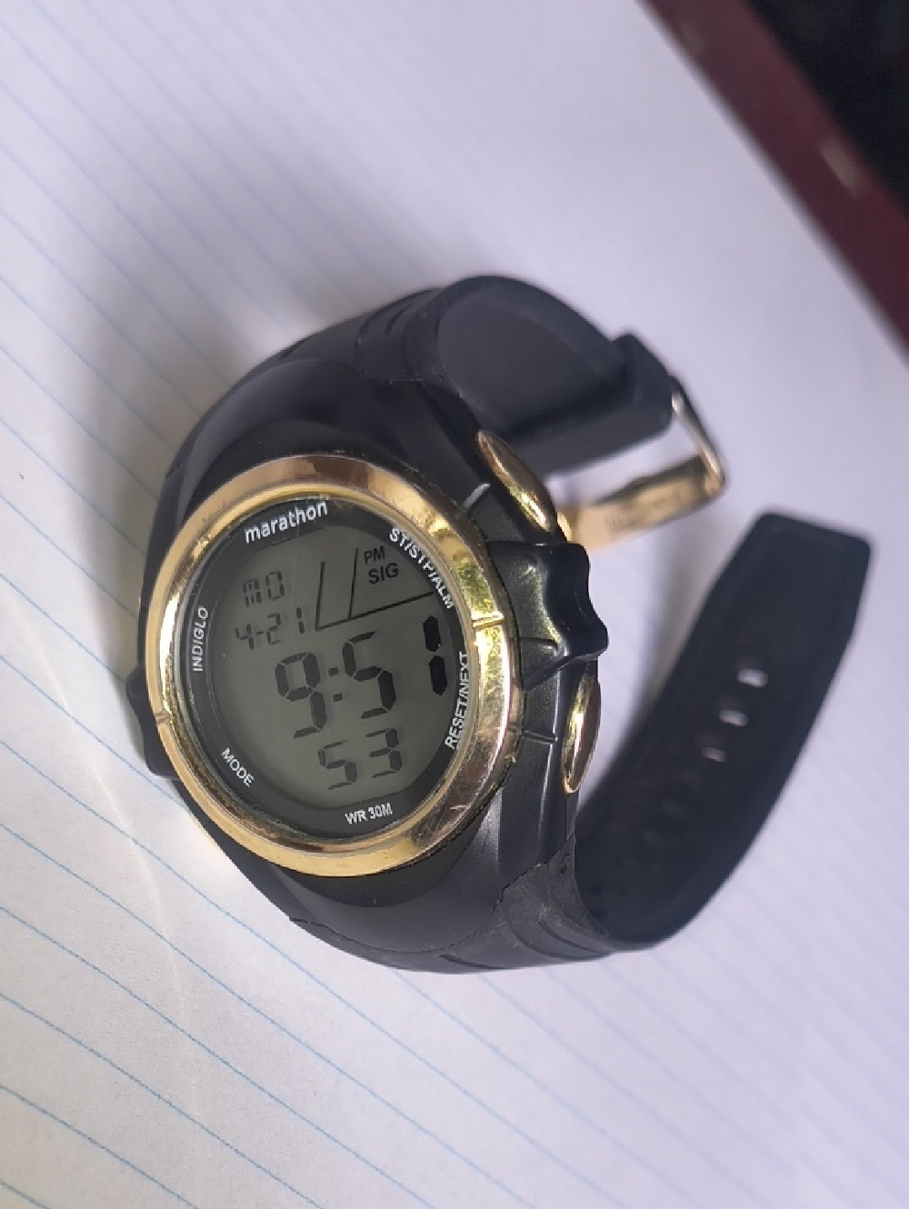 Marathon by Timex Digital Watch - Black & Gold - Indiglo WR 30M